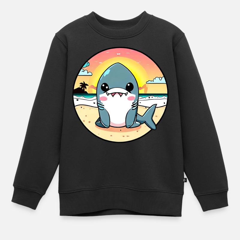 Requin détendu sur la plage - Sweat Premium enfant bio - noir