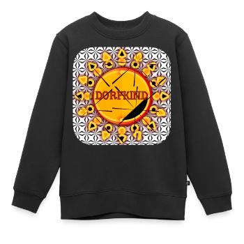 DORFKIND - Club WoW - Kinder Premium Organic Sweatshirt - Schwarz - Vorne - AI Model Kid Female (0cm)