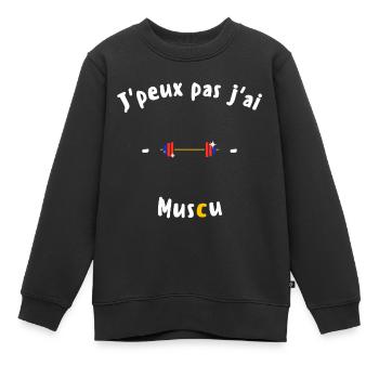 J peux pas j ai Muscu - Sweat Premium enfant bio - noir - Devant - AI Model Kid Female (0cm)