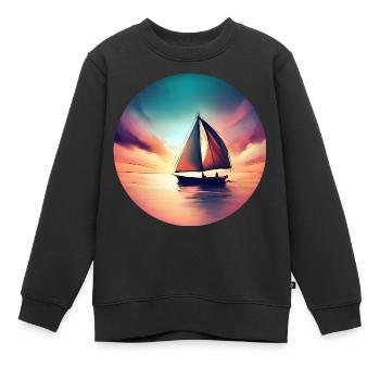 Segelboot segelt in den Sonnenuntergang Schöne - Kinder Premium Organic Sweatshirt - Schwarz - Vorne - AI Model Kid Female (0cm)