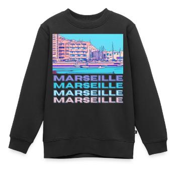 Marseille - Kinder Premium Organic Sweatshirt - Schwarz - Vorne - AI Model Kid Female (0cm)