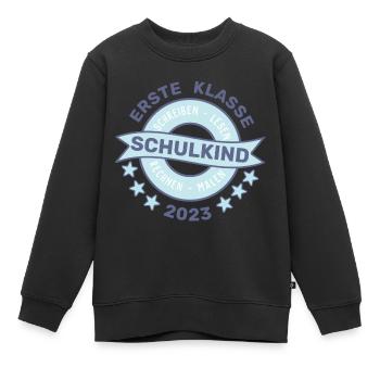 SCHULKIND 2023 - ERSTE KLASSE - EINSCHULUNG 2023 - Kinder Premium Organic Sweatshirt - Schwarz - Vorne - AI Model Kid Female (0cm)