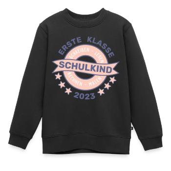 SCHULKIND 2023 - ERSTE KLASSE - EINSCHULUNG 2023 - Kinder Premium Organic Sweatshirt - Schwarz - Vorne - AI Model Kid Female (0cm)