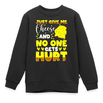 Käse Milch Parmesan Fett - Kinder Premium Organic Sweatshirt - Schwarz - Vorne - AI Model Kid Female (0cm)