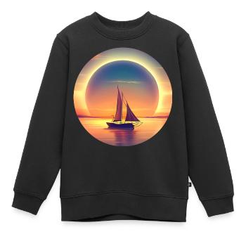 Naviguer au coucher du soleil - Sweat Premium enfant bio - noir - Devant - AI Model Kid Female (0cm)