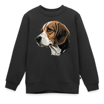 Beagle - Sweat Premium enfant bio - noir - Devant - AI Model Kid Female (0cm)