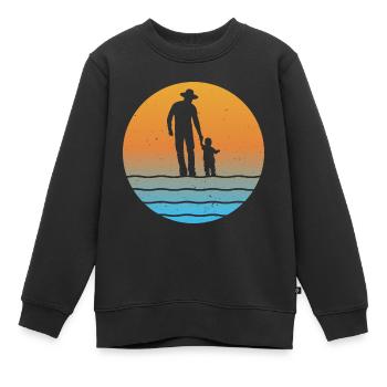 Père au coucher du soleil avec fils père fils grand-père et petit-fils - Sweat Premium enfant bio - noir - Devant - AI Model Kid Female (0cm)