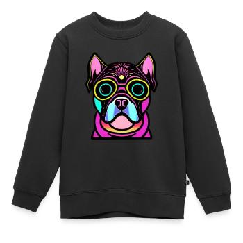 Glücklicher Hund. Glückliche Hunde. Bulldogge - Kinder Premium Organic Sweatshirt - Schwarz - Vorne - AI Model Kid Female (0cm)