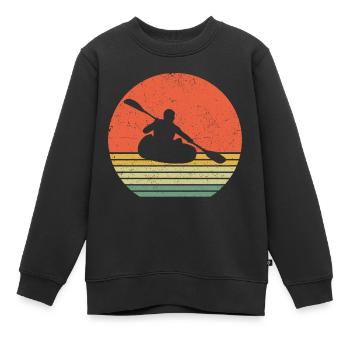 Kajakfahren Paddelboot Retro Kajak Kanu - Kinder Premium Organic Sweatshirt - Schwarz - Vorne - AI Model Kid Female (0cm)