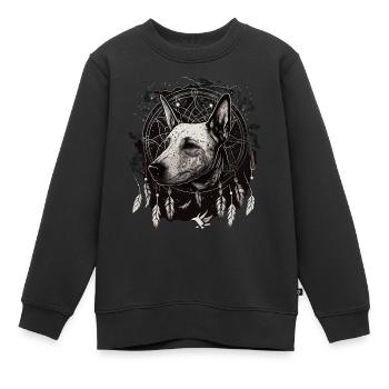 Bull Terrier et Dreamcatcher - Sweat Premium enfant bio - noir - Devant - AI Model Kid Female (0cm)