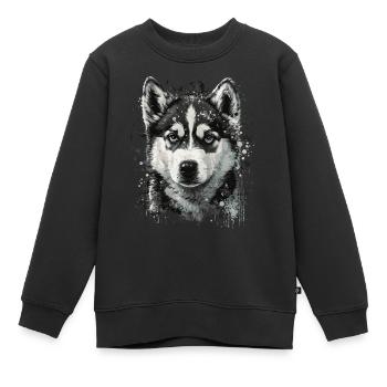 Husky puppy - Kids Premium Organic Sweatshirt - black - Front - AI Model Kid Female (0cm)