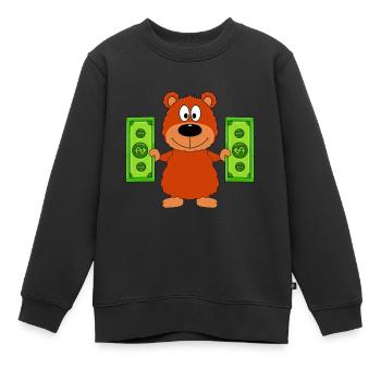 GELD - GELDSCHEINE - TEDDY - BÄR - TEDDYBÄR - Kinder Premium Organic Sweatshirt - Schwarz - Vorne - AI Model Kid Female (0cm)