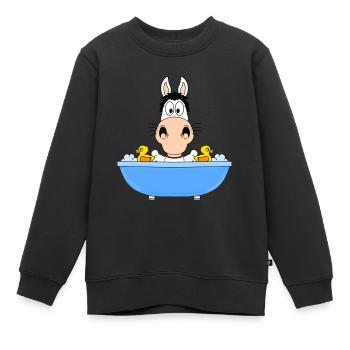 PFERD - BADEN - BADEWANNE - TIER - KIND - BABY - Kinder Premium Organic Sweatshirt - Schwarz - Vorne - AI Model Kid Female (0cm)