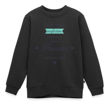 Parrain est bien réel - Sweat Premium enfant bio - noir - Devant - AI Model Kid Female (0cm)