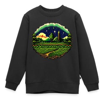Champ pixelisé - Sweat Premium enfant bio - noir - Devant - AI Model Kid Female (0cm)