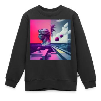 Ein Vaporwave Fusion von Moderne und der Antike - Kinder Premium Organic Sweatshirt - Schwarz - Vorne - AI Model Kid Female (0cm)