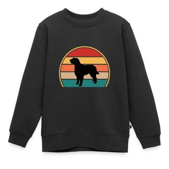 Briquet Griffon Vendeen Dog Silhouette Retro Sun - Sweat Premium enfant bio - noir - Devant - AI Model Kid Female (0cm)