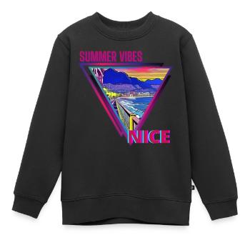 Sommerstimmung Nizza - Kinder Premium Organic Sweatshirt - Schwarz - Vorne - AI Model Kid Female (0cm)
