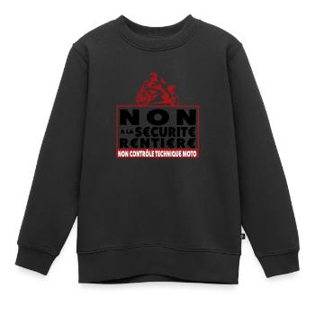 NON a la sécurité rentière - anti CT moto manif - Sweat Premium enfant bio - noir - Devant - AI Model Kid Female (0cm)