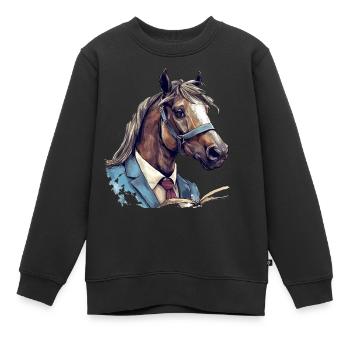 Pferd im Anzug - Kinder Premium Organic Sweatshirt - Schwarz - Vorne - AI Model Kid Female (0cm)