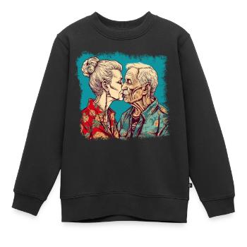 Küssendes Best Ager Pärchen mit Hawaiihemden - Kinder Premium Organic Sweatshirt - Schwarz - Vorne - AI Model Kid Female (0cm)