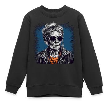 Coole alte Punker Lady - Best Agerin - Kinder Premium Organic Sweatshirt - Schwarz - Vorne - AI Model Kid Female (0cm)