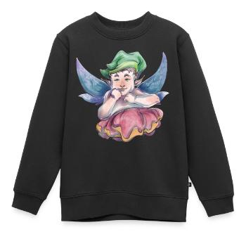 Bébé elfe - Sweat Premium enfant bio - noir - Devant - AI Model Kid Female (0cm)