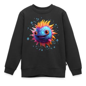 Puffer Fish - Kids Premium Organic Sweatshirt - black - Front - AI Model Kid Female (0cm)