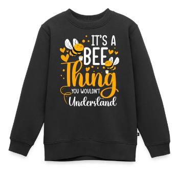 Honey Flower Insects Species Protection - Kids Premium Organic Sweatshirt - black - Front - AI Model Kid Female (0cm)