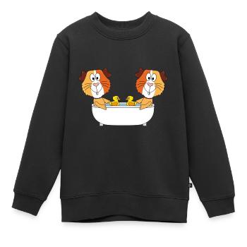 MEERSCHWEINCHEN - BADEWANNE - BADEN - TIERE - Kinder Premium Organic Sweatshirt - Schwarz - Vorne - AI Model Kid Female (0cm)