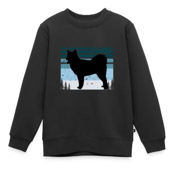 Canadian Eskimo Dog Love Silhouette Vintage Sunset - Sweat Premium enfant bio - noir - Devant - AI Model Kid Female (0cm)