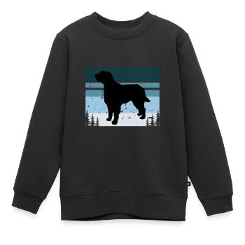 Briquet Griffon Vendeen Dog Silhouette Retro Sun - Sweat Premium enfant bio - noir - Devant - AI Model Kid Female (0cm)
