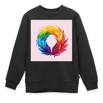 Royauté à plumes: Imprimé coloré LGTBQ + Crown Art - Sweat Premium enfant bio - noir - Devant - AI Model Kid Female (0cm)