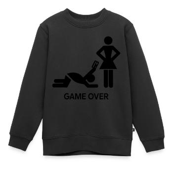GAME OVER - Kids Premium Organic Sweatshirt - black - Front - AI Model Kid Female (0cm)