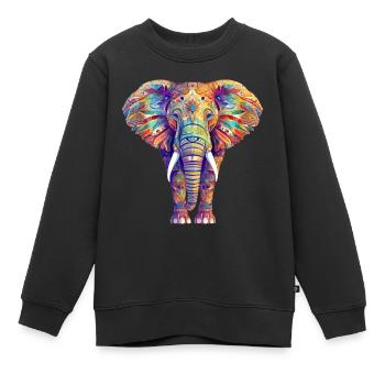 Elephant colorful - Kids Premium Organic Sweatshirt - black - Front - AI Model Kid Female (0cm)