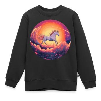 Galaktisches Pferd in violettem Meer - Kinder Premium Organic Sweatshirt - Schwarz - Vorne - AI Model Kid Female (0cm)
