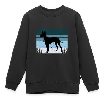 Cirneco Dell Etna Dog Love Silhouette Retro Sonnenuntergang - Kinder Premium Organic Sweatshirt - Schwarz - Vorne - AI Model Kid Female (0cm)