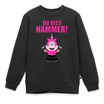 EINHORN - HANDWERKER - DU BIST HAMMER! - Kinder Premium Organic Sweatshirt - Schwarz - Vorne - AI Model Kid Female (0cm)