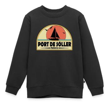 Port de Soller - Sweat Premium enfant bio - noir - Devant - AI Model Kid Female (0cm)