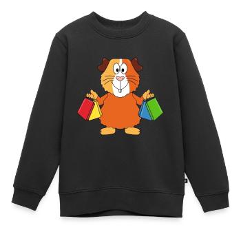 SHOPPING - MEERSCHWEINCHEN - EINKAUFEN - TIER - Kinder Premium Organic Sweatshirt - Schwarz - Vorne - AI Model Kid Female (0cm)