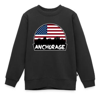 Anchorage Alaska USA Flagge Skyline Silhouette Trave - Kinder Premium Organic Sweatshirt - Schwarz - Vorne - AI Model Kid Female (0cm)