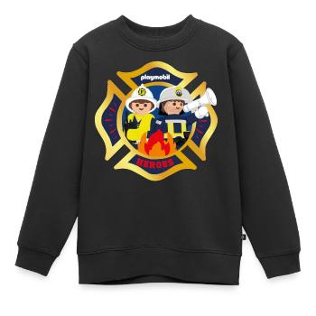 Playmobil Emblème Des Pompiers Avec Feu - Sweat Premium enfant bio - noir - Devant - AI Model Kid Female (0cm)