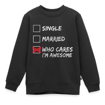 Pas d’intérêt Attitude envers la vie Dicton cynique - Sweat Premium enfant bio - noir - Devant - AI Model Kid Female (0cm)