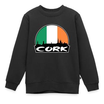 Cork Irland Flagge Skyline Silhouette Reisen - Kinder Premium Organic Sweatshirt - Schwarz - Vorne - AI Model Kid Female (0cm)
