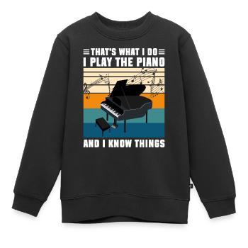Klavier Flügel Musikschule - Kinder Premium Organic Sweatshirt - Schwarz - Vorne - AI Model Kid Female (0cm)