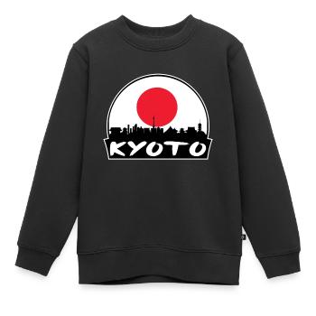 Kyoto Japon Flag Skyline Silhouette Voyage - Sweat Premium enfant bio - noir - Devant - AI Model Kid Female (0cm)