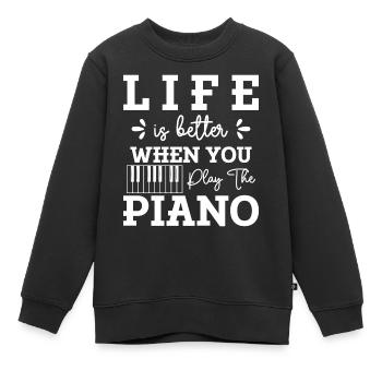Pianist Flügel Klassische Musik Melodie - Kinder Premium Organic Sweatshirt - Schwarz - Vorne - AI Model Kid Female (0cm)