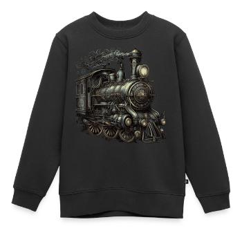 Locomotive à vapeur - Sweat Premium enfant bio - noir - Devant - AI Model Kid Female (0cm)