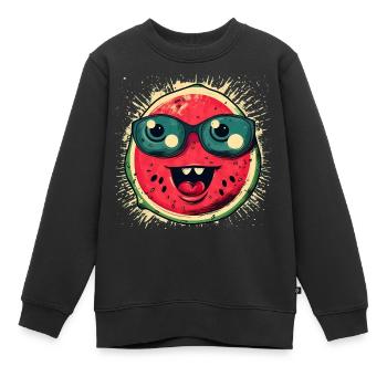 Pastèque juteuse avec lunettes de soleil - Sweat Premium enfant bio - noir - Devant - AI Model Kid Female (0cm)