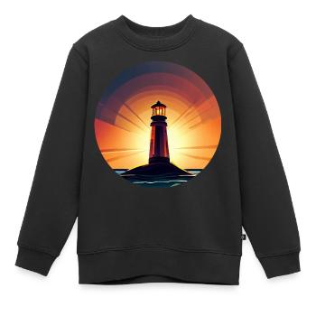 Leuchtturm bei Sonnenuntergang Romantisch - Kinder Premium Organic Sweatshirt - Schwarz - Vorne - AI Model Kid Female (0cm)